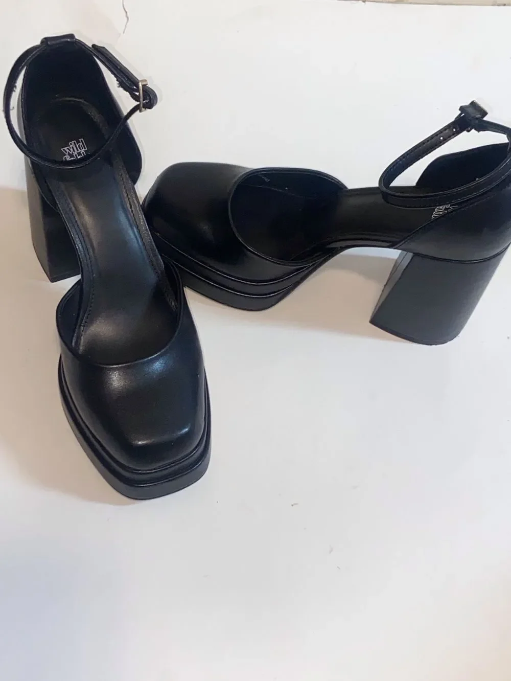 Wild Fable Black Platform Ankle-Strap Block Heels Size 6.5